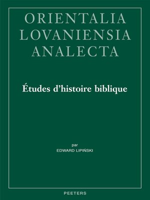 cover image of Etudes d'histoire biblique